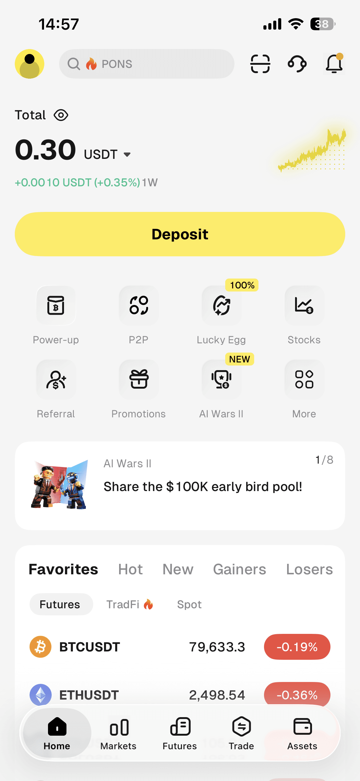 如何在 WEEX App 交易美股代币 步骤 1:找到 Stocks 交易入口