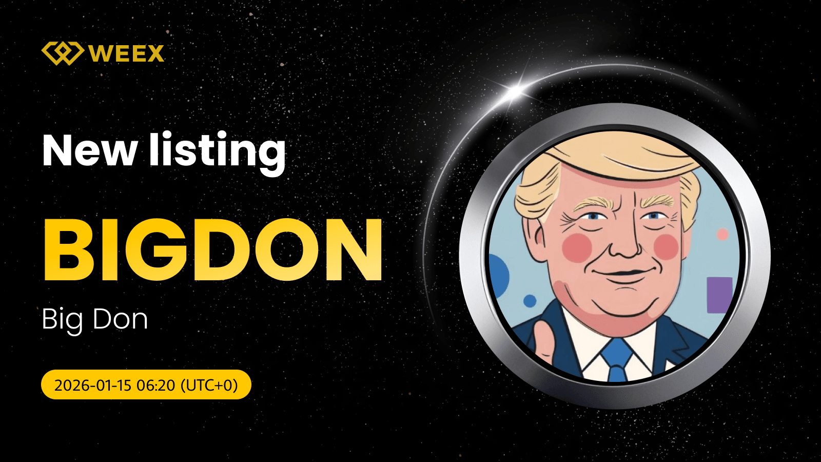 BIGDON USDT现货:Big Don (BIGDON) 币种上币于WEEX现货交易平台