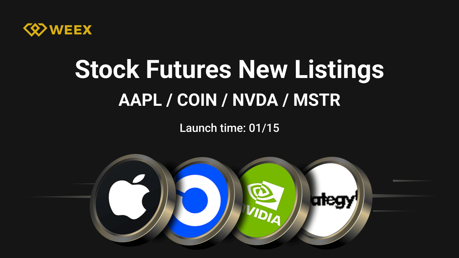在 WEEX 交易 AAPL、NVDA、COIN 和 MSTR USDT 期货