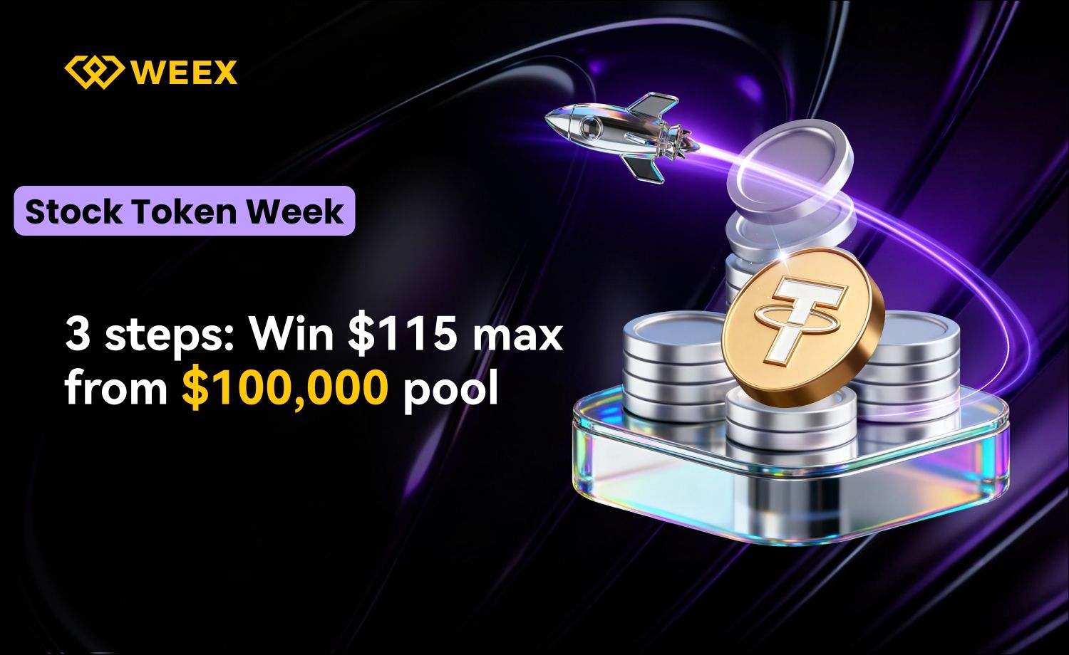 WEEX股票代币周:交易科技股资产,即可领取 115 USDT 赠金